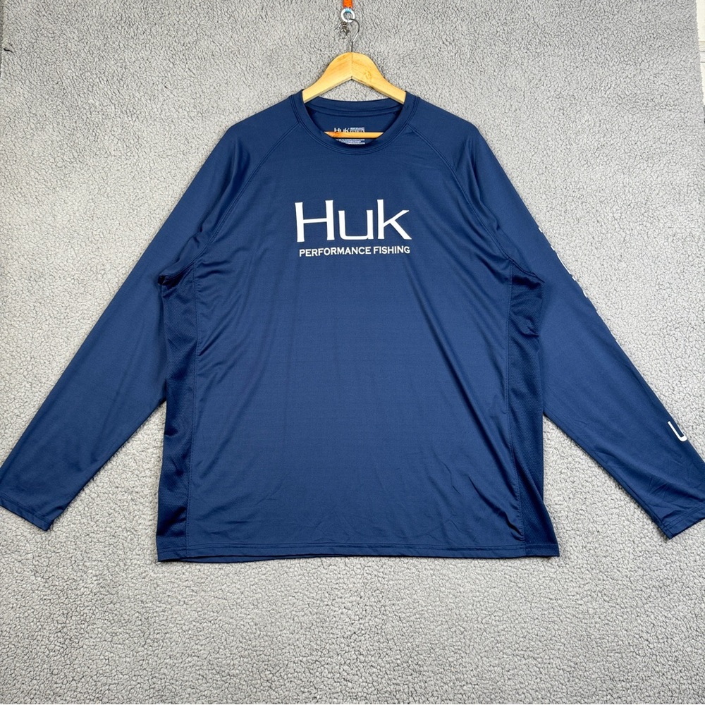 Huk Longsleeve Shirt Mens XL Navy Performance Fabrics Stretch SPF Longsleeve